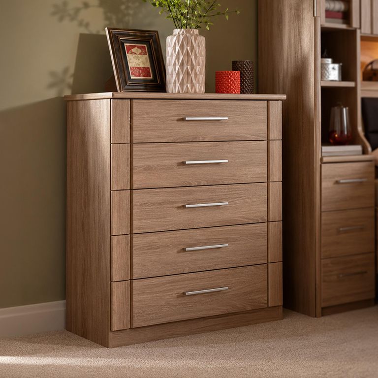 Luxor 3+4 Rustic Oak 5 Drawer Chest