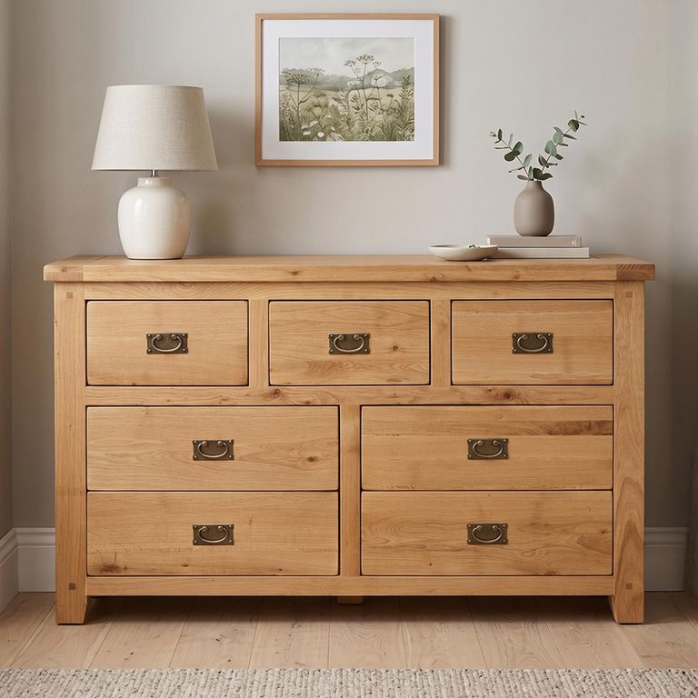 Melbourne Natural Oak 7 Drawer Wide Chest