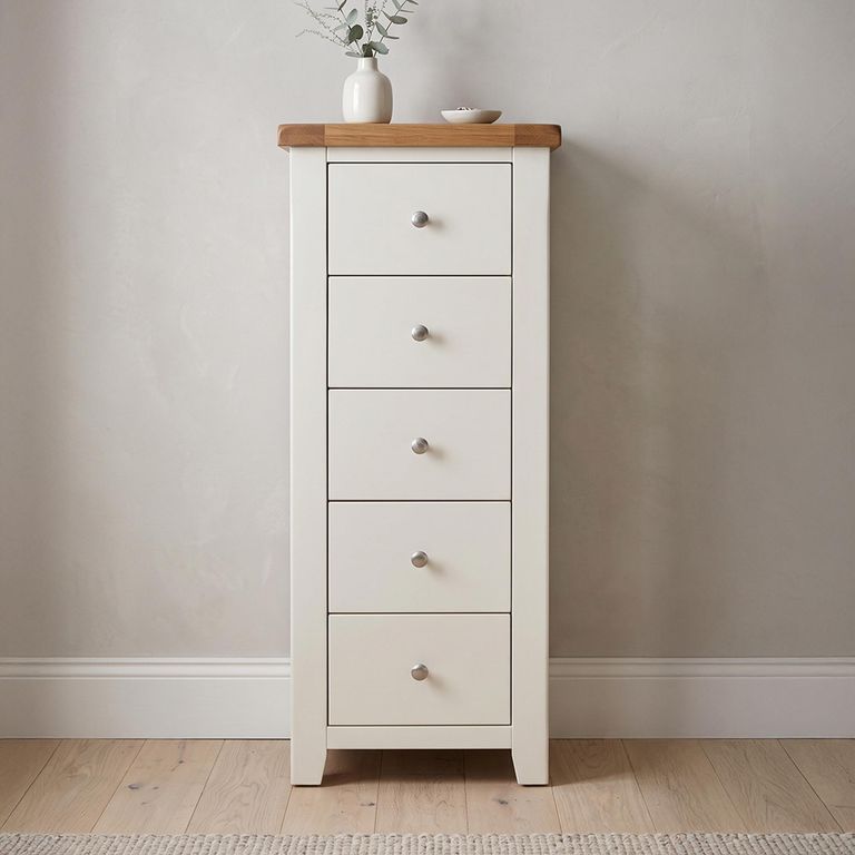 Melbourne White Painted 5 Drawer Tall Chest