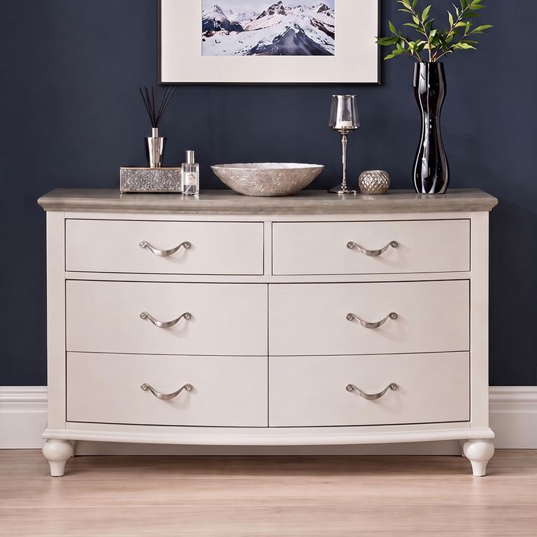 Montreux Grey Washed Oak and Soft Grey 6 Drawer Wide Chest