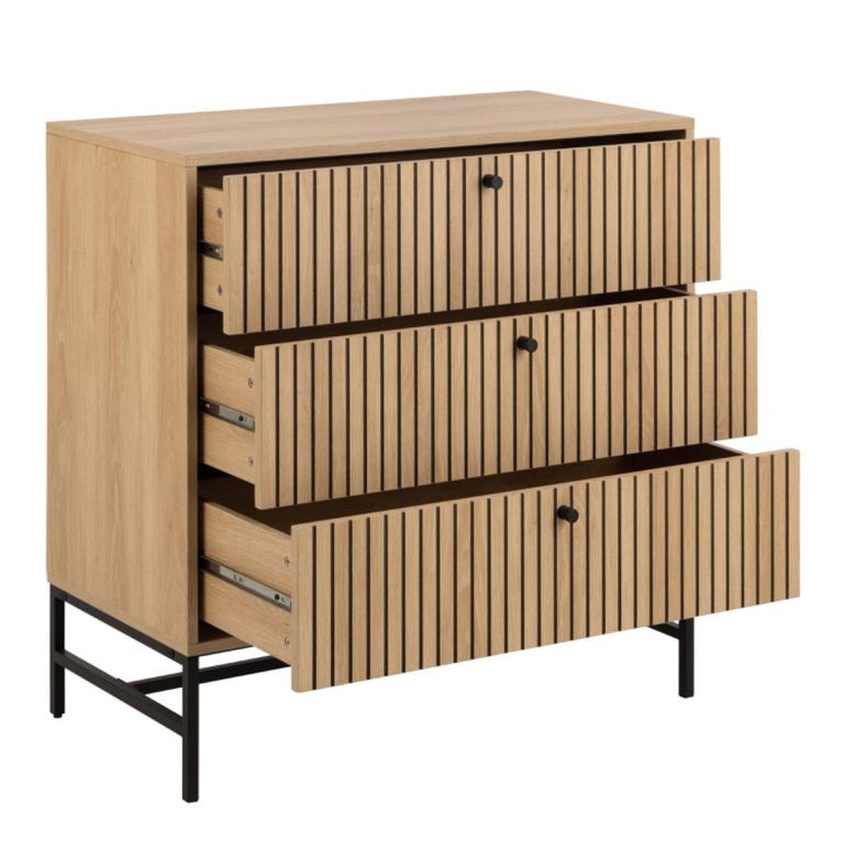 Albany Chest - 3 Drawer - Oak Ribbed