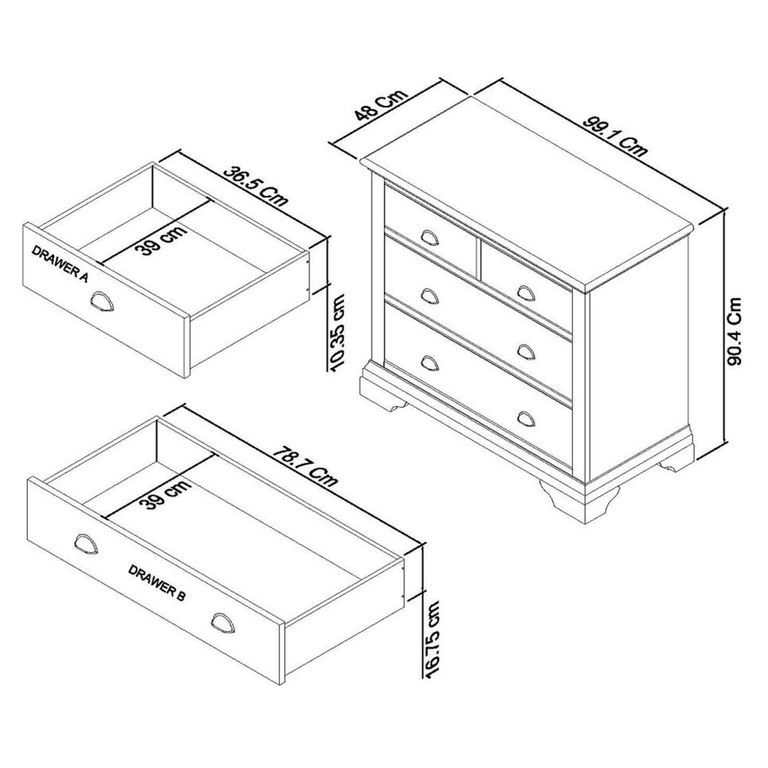 Hampstead White Chest - 2+2 Drawer