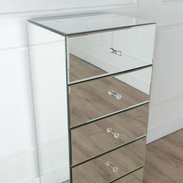 Chelsea Narrow Chest - 5 Drawer - Mirrored