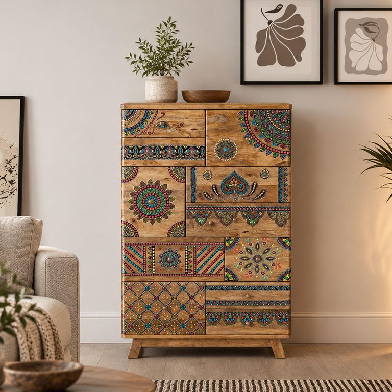 Chieti Multi Drawer Painted Mango Wood 7 Drawer Chest