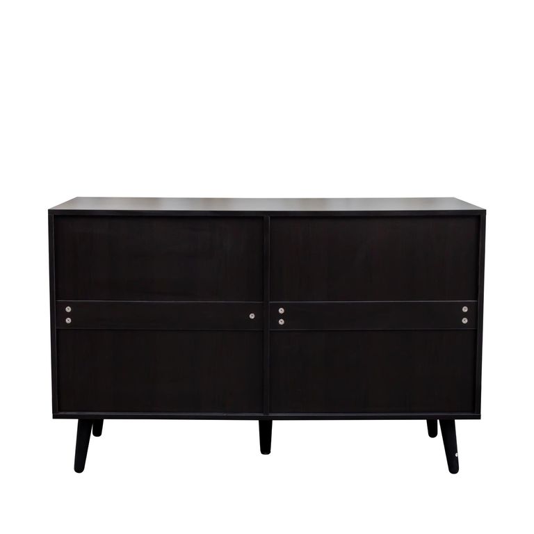Clearance - Ferrero Black and Woven Rattan 6 Drawer Wide Chest