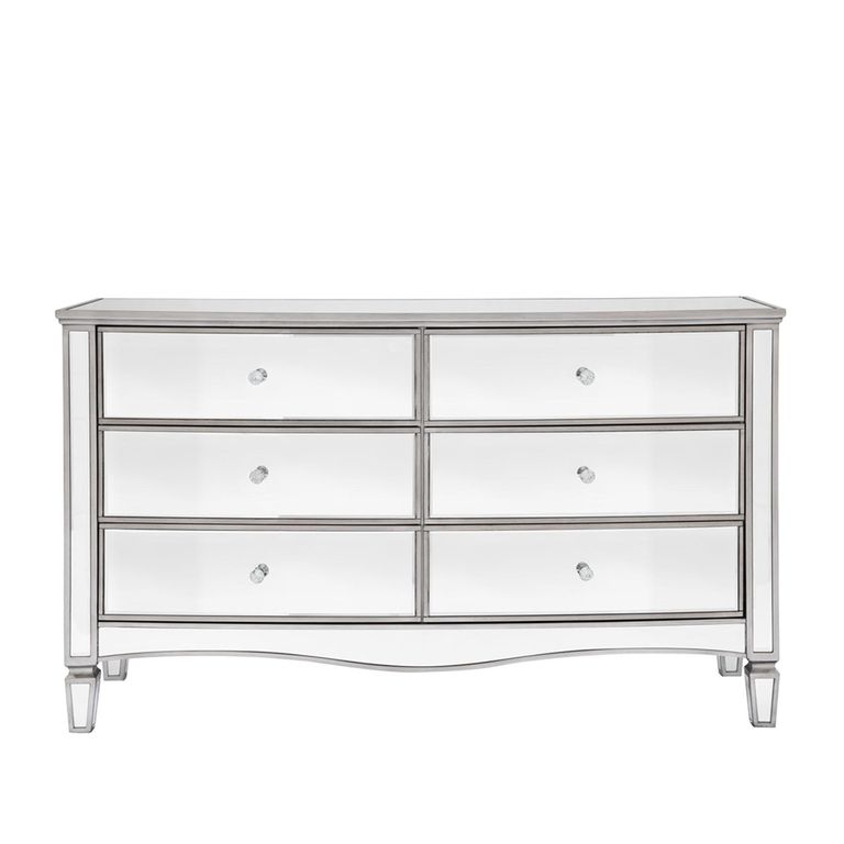 Elysee Wide Chest - 6 Drawer - Mirrored