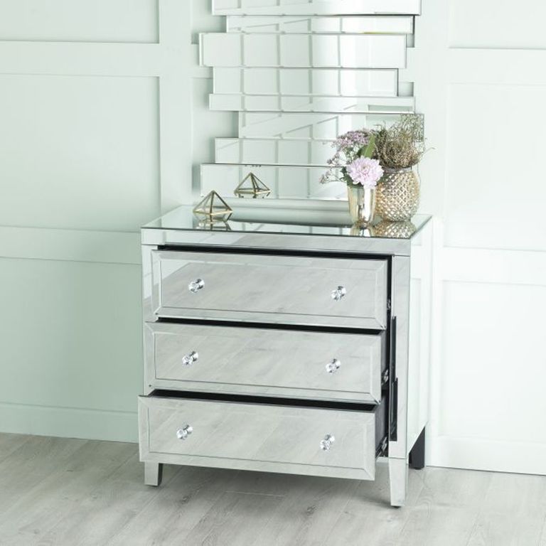 Lucia Small Chest - 3 Drawer - Mirrored