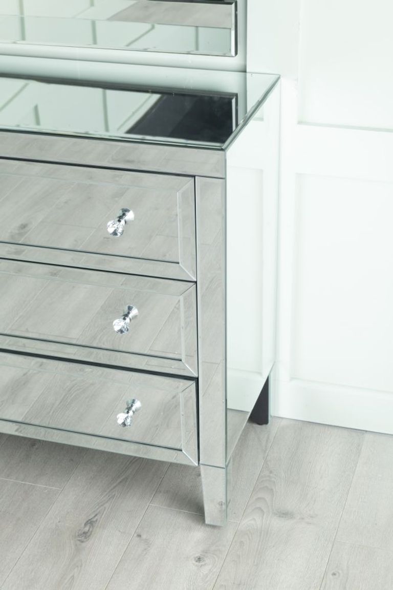Lucia Small Chest - 3 Drawer - Mirrored