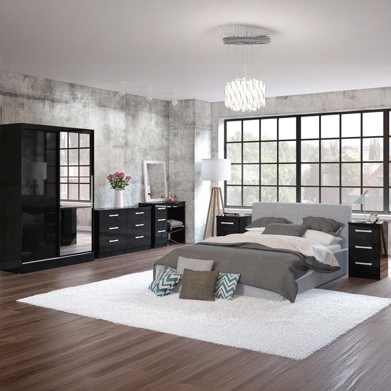 Lynx Wide Chest - 6 Drawer - Black Gloss