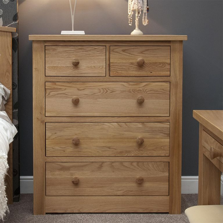 Torino Chest of Drawers - 3+2 Drawer - Oak