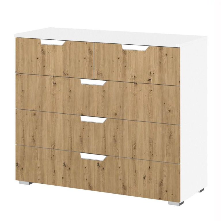 Aditio Chest - 3+2 Drawer - Alpine White & Artisan Oak