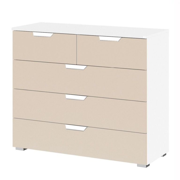 Aditio Chest - 3+2 Drawer - Alpine White & Champagne