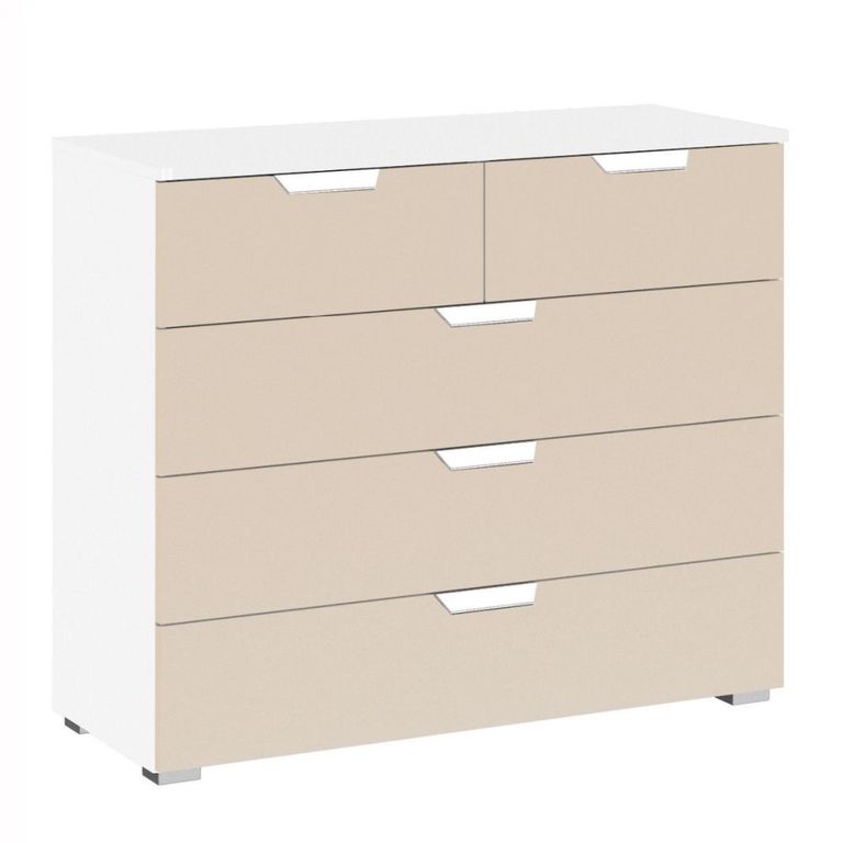 Aditio Chest - 3+2 Drawer - Alpine White & Champagne