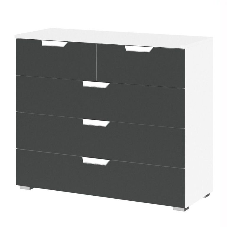 Aditio Chest - 3+2 Drawer - Alpine White & Metallic Dark Grey