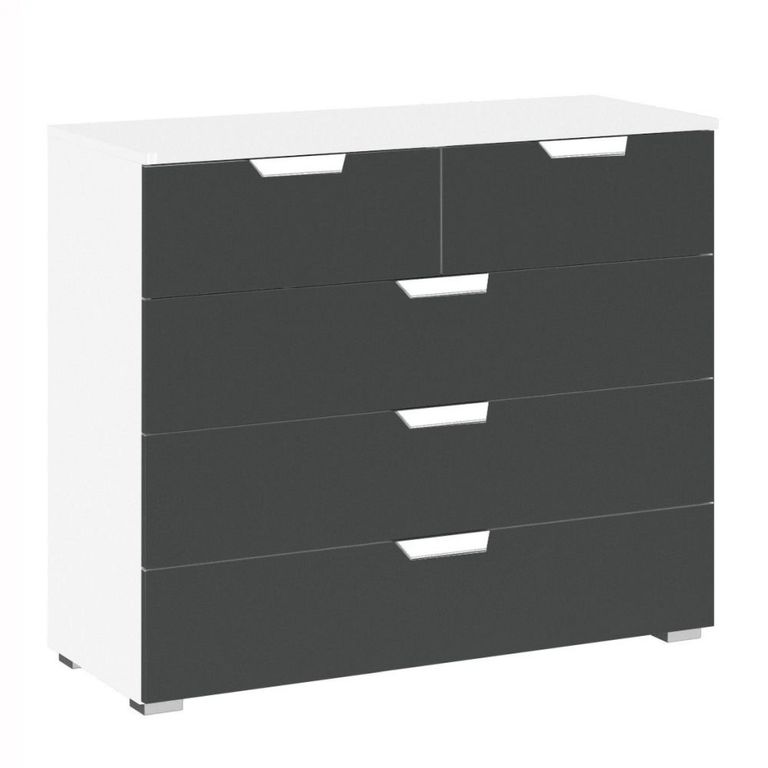 Aditio Chest - 3+2 Drawer - Alpine White & Metallic Dark Grey