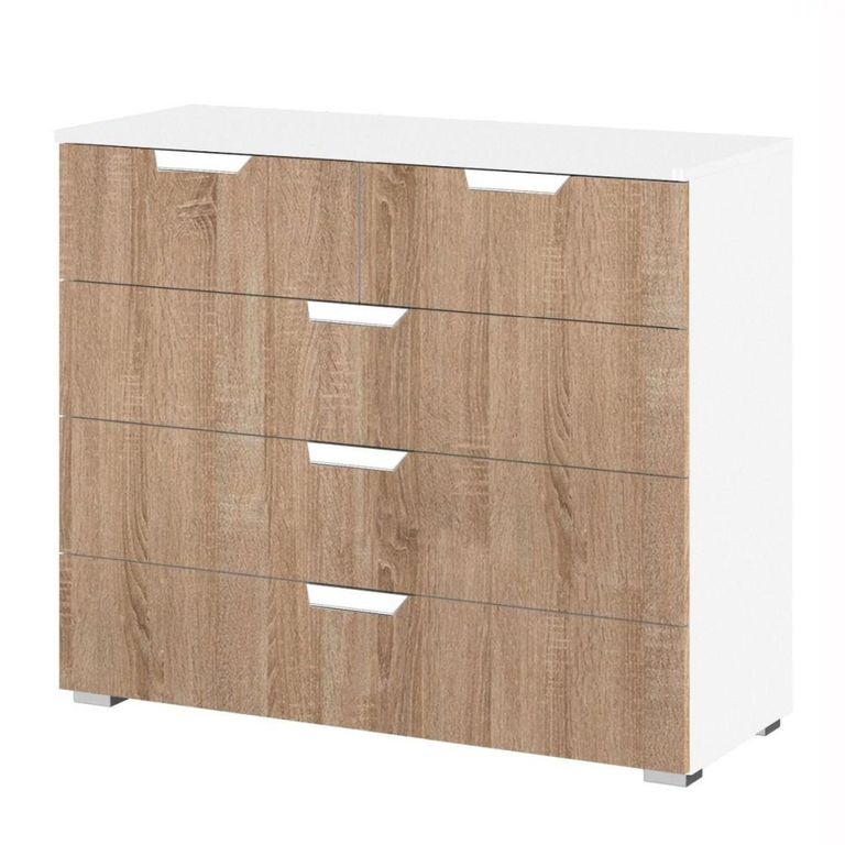 Aditio Chest - 3+2 Drawer - Alpine White & Sonoma Oak