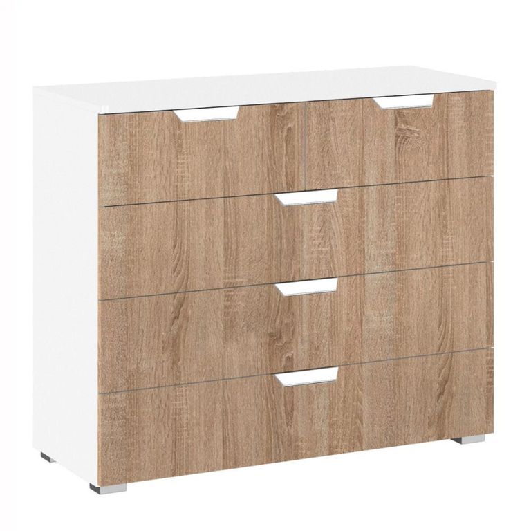 Aditio Chest - 3+2 Drawer - Alpine White & Sonoma Oak