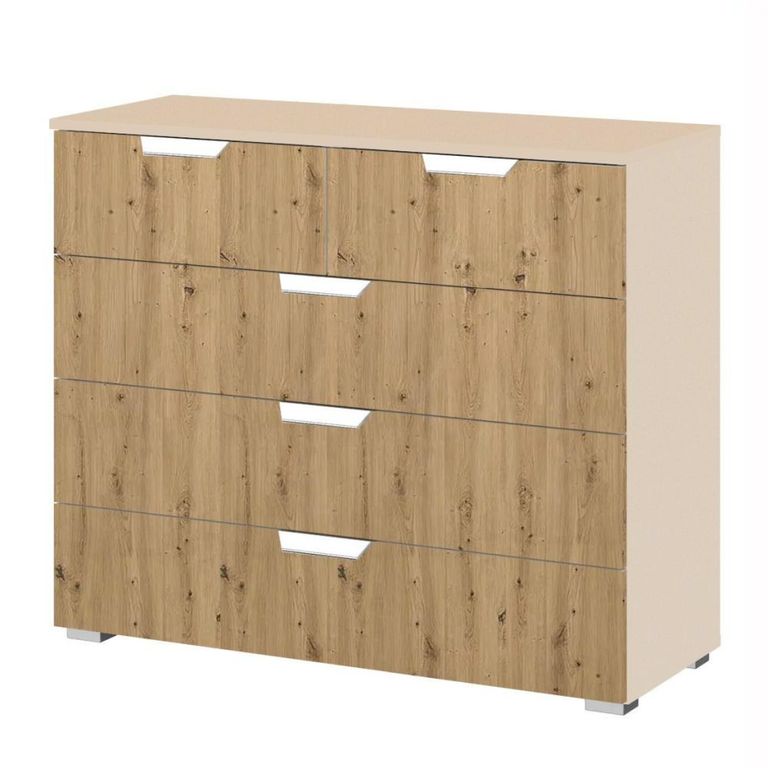 Aditio Chest - 3+2 Drawer - Champagne & Artisan Oak