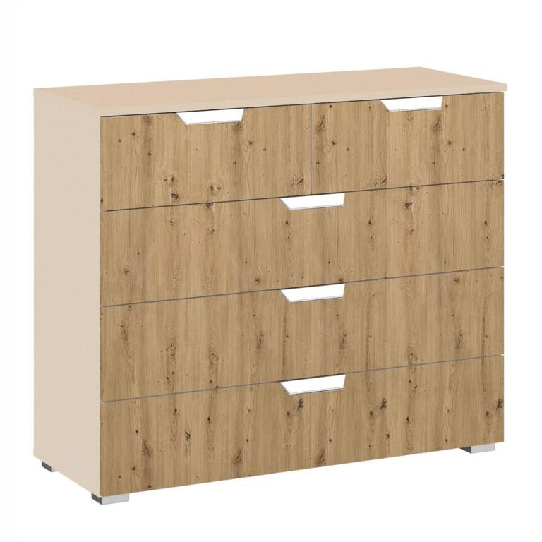 Aditio Chest - 3+2 Drawer - Champagne & Artisan Oak