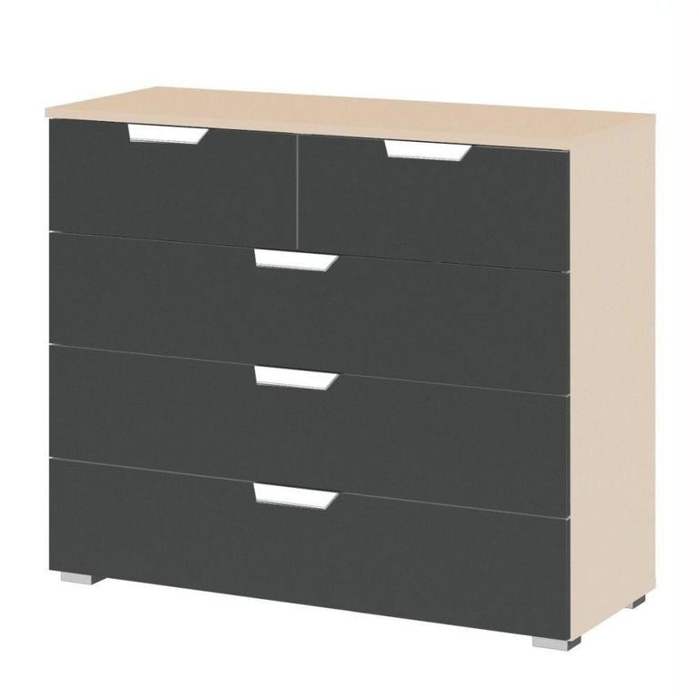 Aditio Chest - 3+2 Drawer - Champagne & Metallic Dark Grey