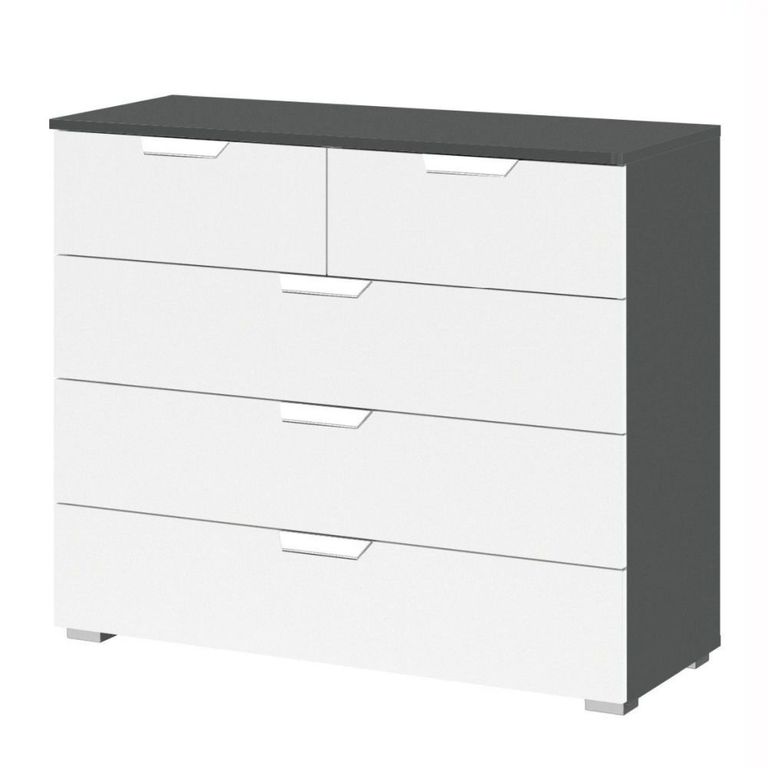 Aditio Chest - 3+2 Drawer - Metallic Dark Grey & Alpine White