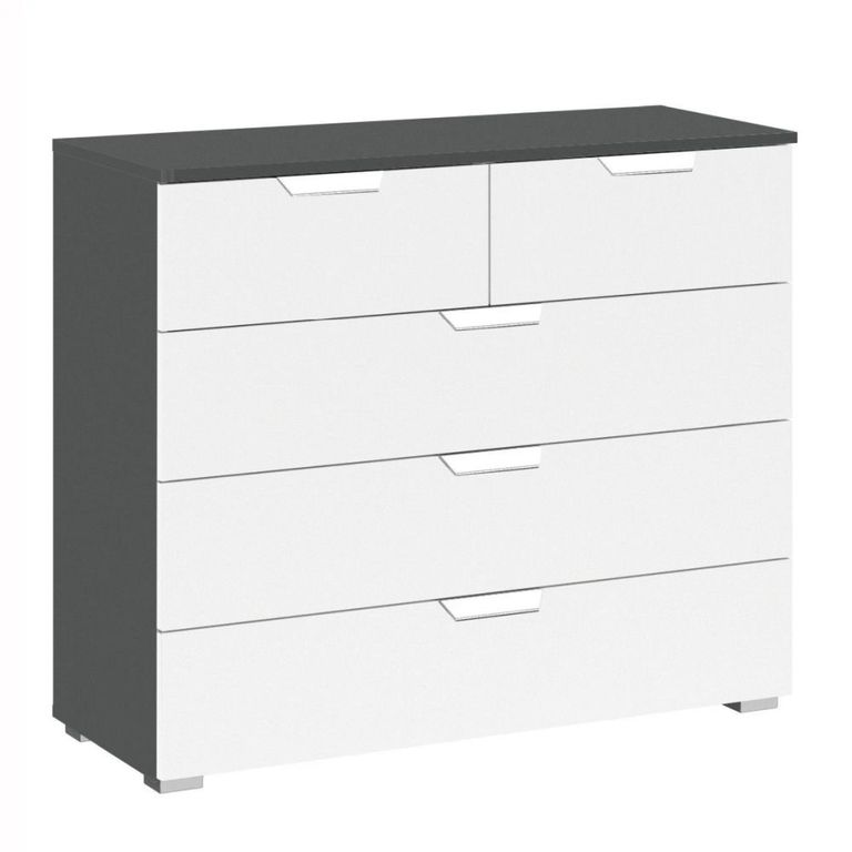 Aditio Chest - 3+2 Drawer - Metallic Dark Grey & Alpine White