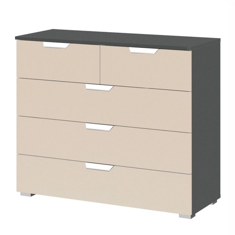 Aditio Chest - 3+2 Drawer - Metallic Dark Grey & Champagne