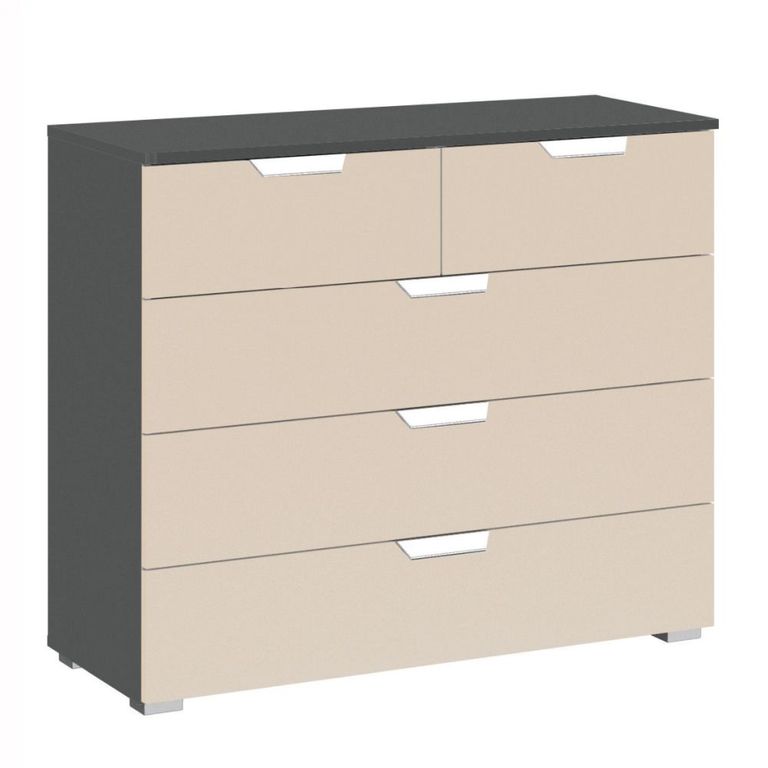 Aditio Chest - 3+2 Drawer - Metallic Dark Grey & Champagne