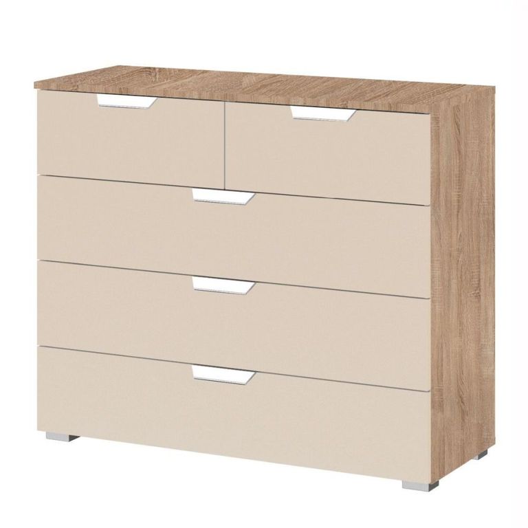 Aditio Chest - 3+2 Drawer - Sonoma Oak & Champagne