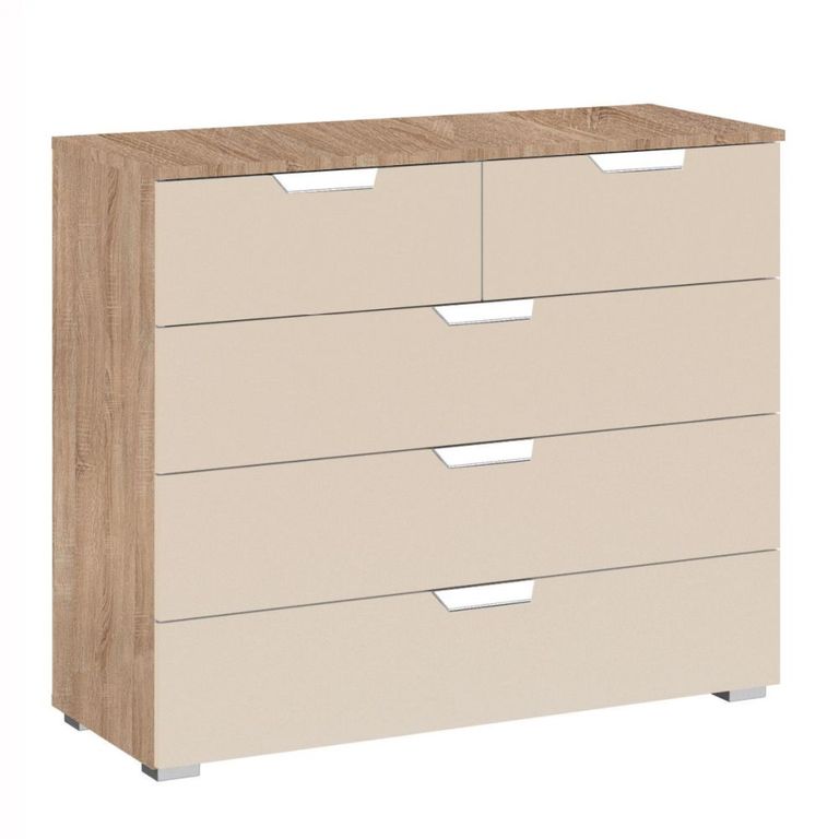 Aditio Chest - 3+2 Drawer - Sonoma Oak & Champagne