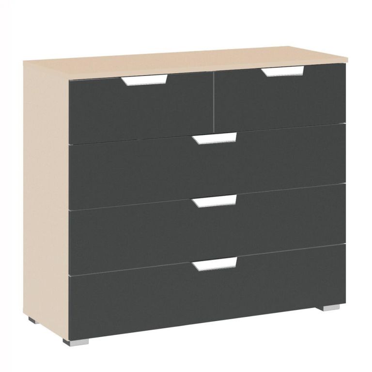 Aditio Chest - 3+2 Drawer - Champagne & Metallic Dark Grey