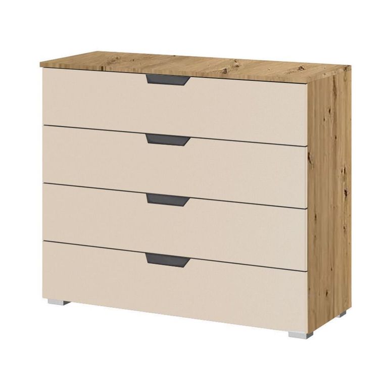 Aditio Wide Chest - 4 Drawer - Artisan Oak & Champagne