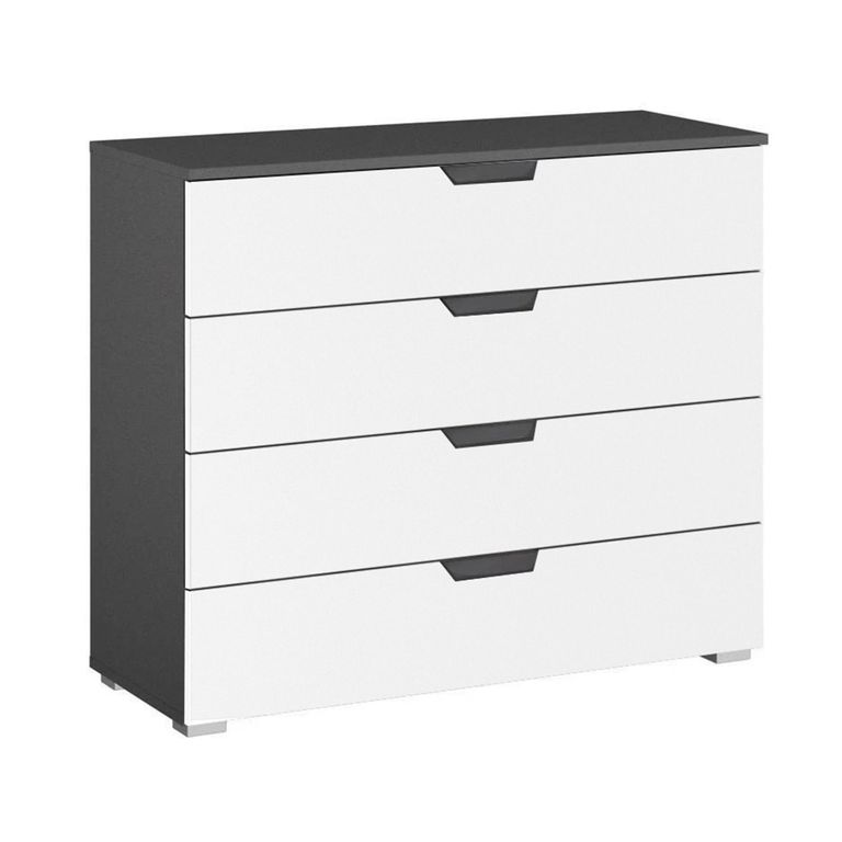 Aditio Wide Chest - 4 Drawer - Metallic Dark Grey & Alpine White