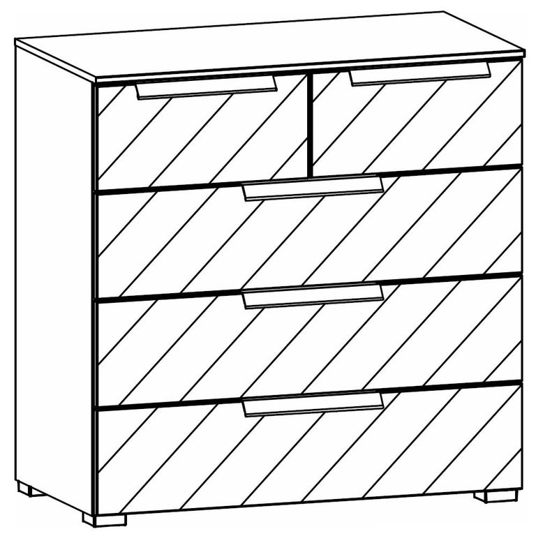 Miramar Chest - 3+2 Drawer - Alpine White & Crystal White Glass