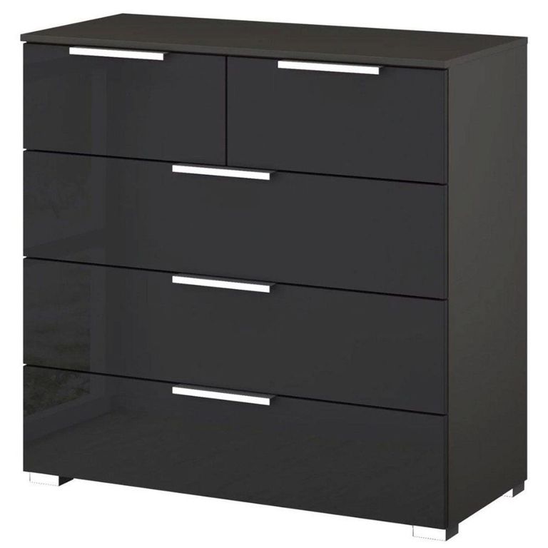 Miramar Chest - 3+2 Drawer - Graphite & Basalt Glass