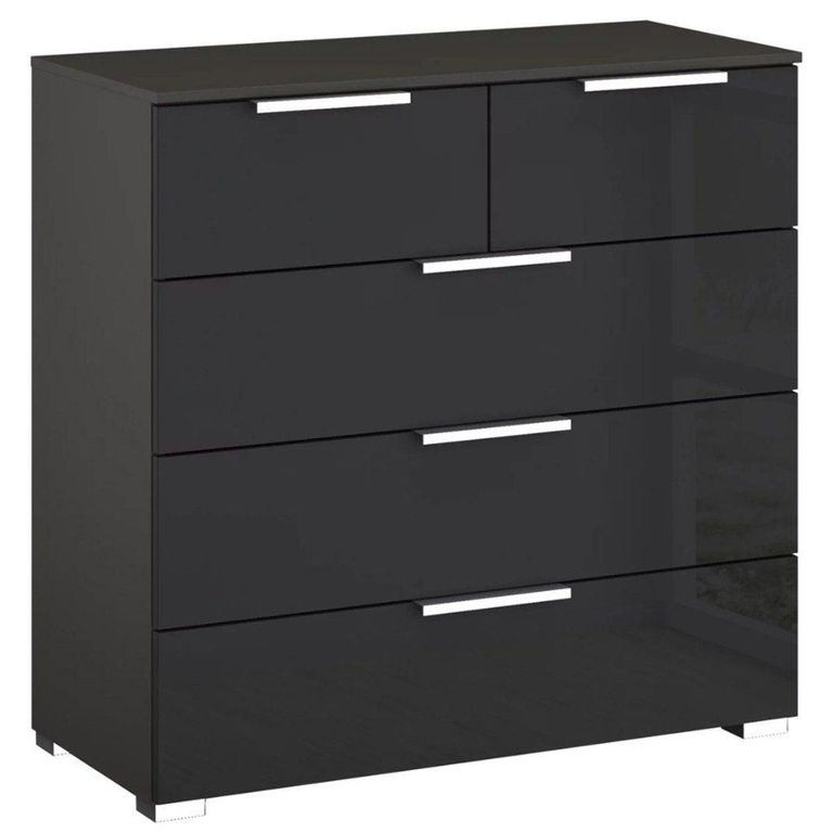 Miramar Chest - 3+2 Drawer - Graphite & Basalt Glass