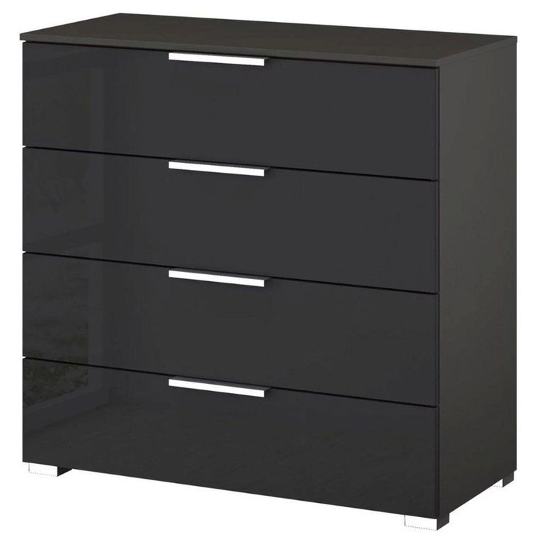 Miramar Chest - 4 Drawer - Graphite & Basalt Glass