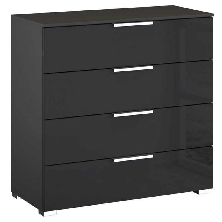 Miramar Chest - 4 Drawer - Graphite & Basalt Glass