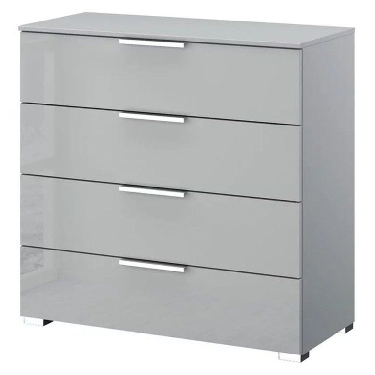 Miramar Chest - 4 Drawer - Silk Grey & Silk Grey Glass