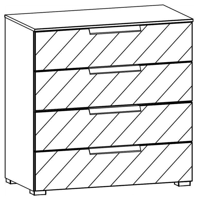 Miramar Chest - 4 Drawer - Silk Grey & Silk Grey Glass