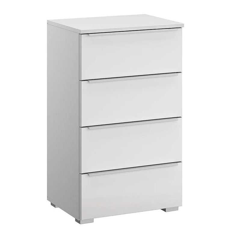 Monostar Chest - 4 Drawer - Alpine White & White Glass