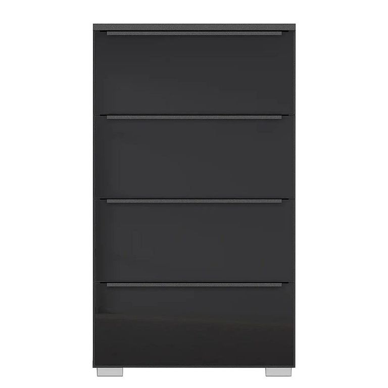 Monostar Chest - 4 Drawer - Metallic Dark Grey with Basalt Glass