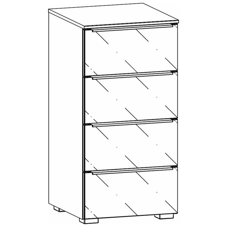 Monostar Chest - 4 Drawer - Metallic Dark Grey with Basalt Glass