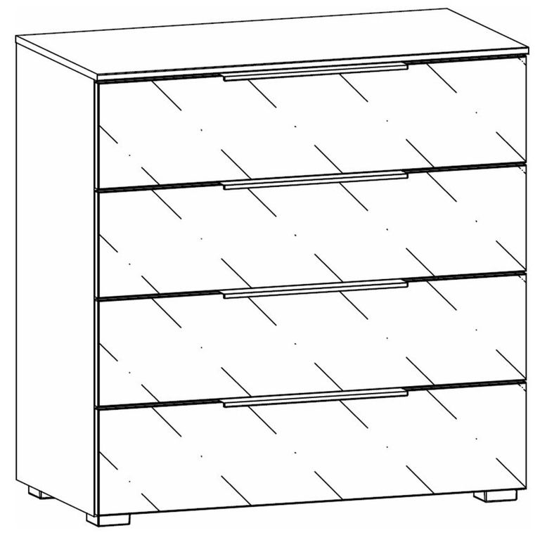 Monostar Wide Chest - 4 Drawer - Alpine White & White Glass