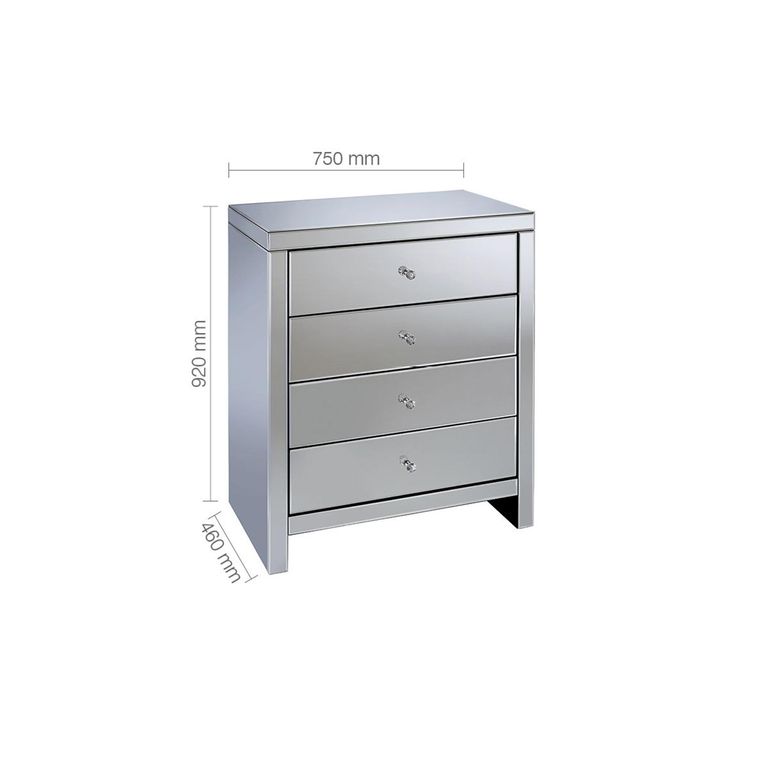 Seville Chest - 4 Drawer - Mirrored