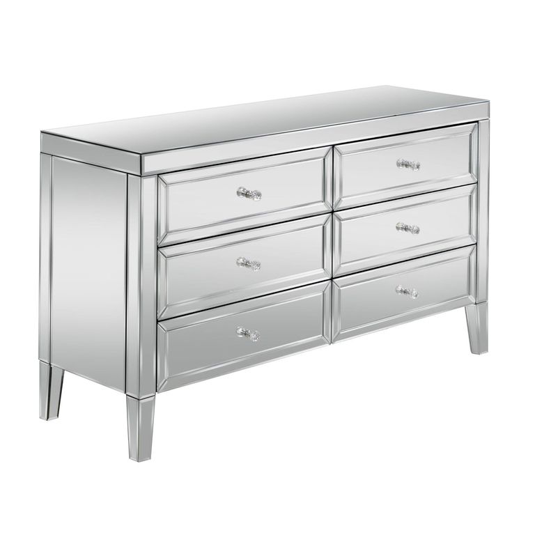 Valencia Wide Chest - 6 Drawer - Mirrored
