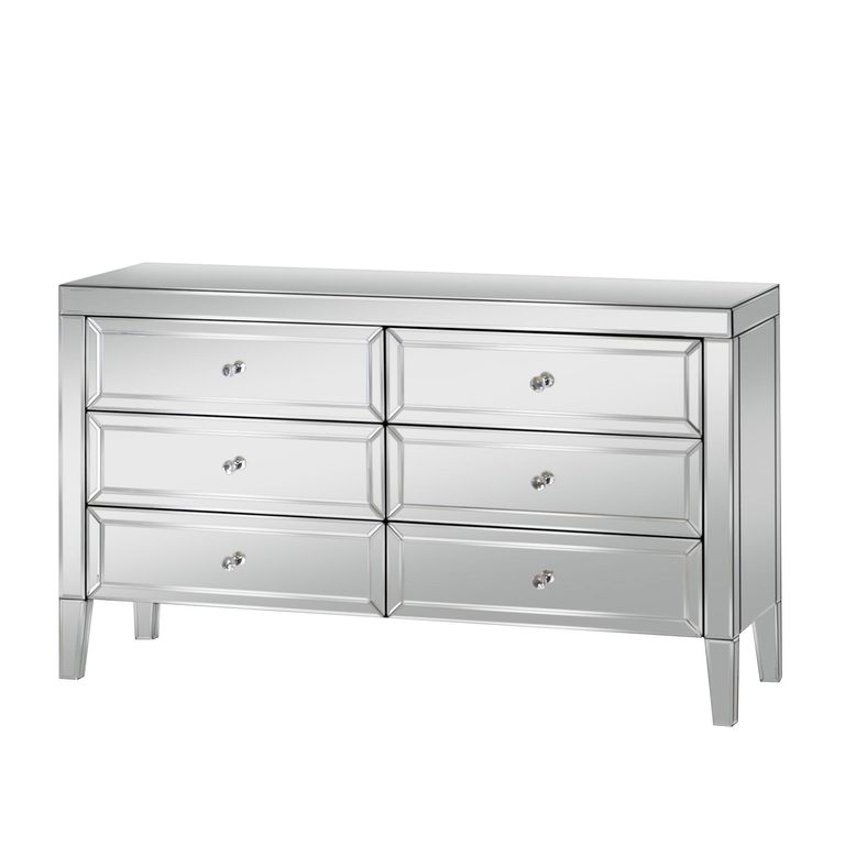 Valencia Wide Chest - 6 Drawer - Mirrored