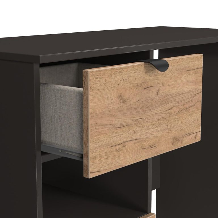 Bora Dressing Table - 2 Drawer - Open Shelf - Single - Gold Craft Oak and Graphite