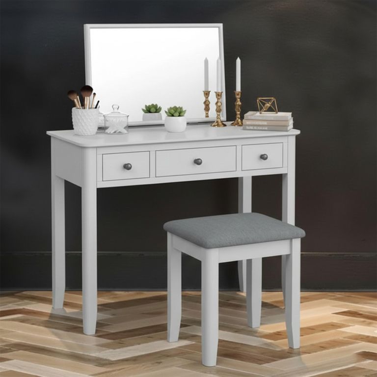 Stowe Dressing Table Set - 3 Drawer - Grey