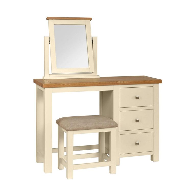 Lundy Dressing Table - 3 Drawer with Stool - Ivory Painted